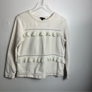 Banana Republic cream Ruffle Sweatshirt size small 1588
